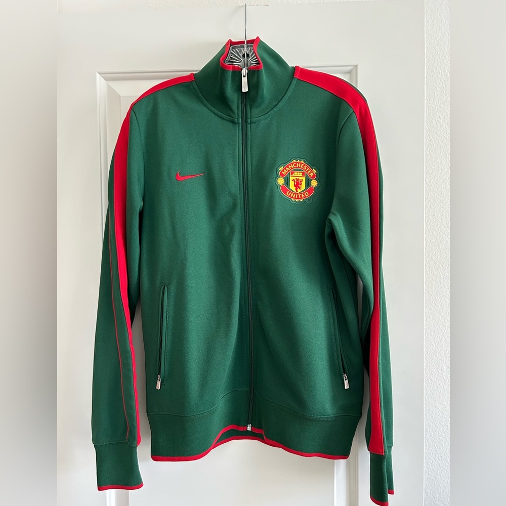 Nike Green and Red Bomber Jacket with Varsity Style